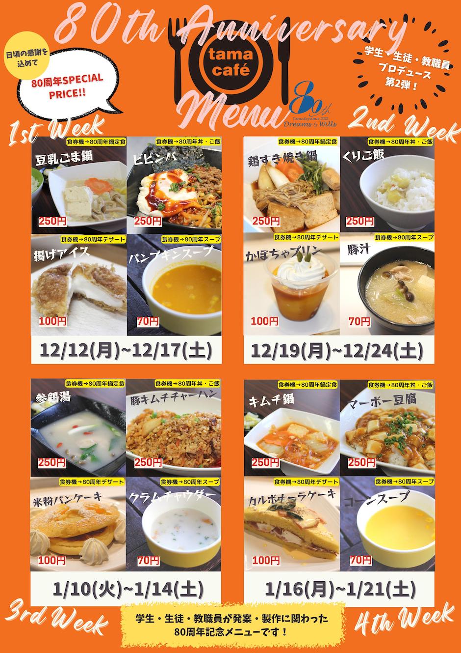 80TH ANIVERSARY MENU